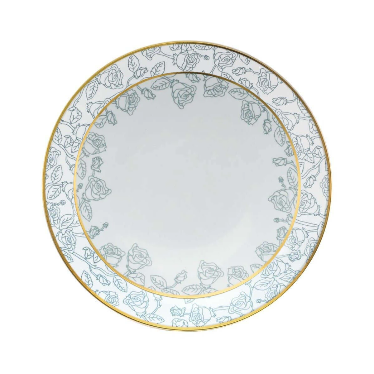 10 In. Trendables Roses Gold Rim Plastic Dinner Plates - 10 ct.