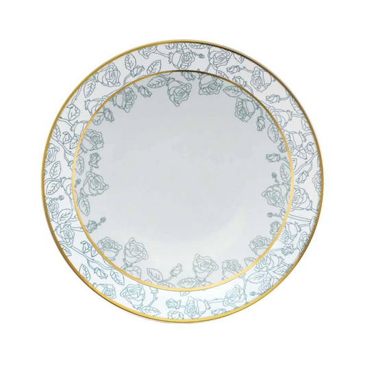 10 In. Trendables Roses Gold Rim Plastic Dinner Plates - 10 ct.