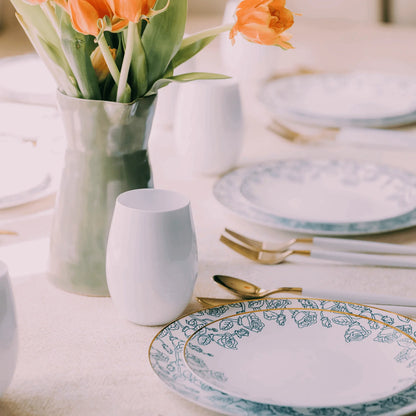 10 In. Trendables Roses Gold Rim Plastic Dinner Plates - 10 ct.