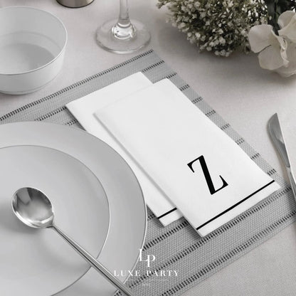Black Letter Z initial Dinner/ Guest Napkins 14 Ct