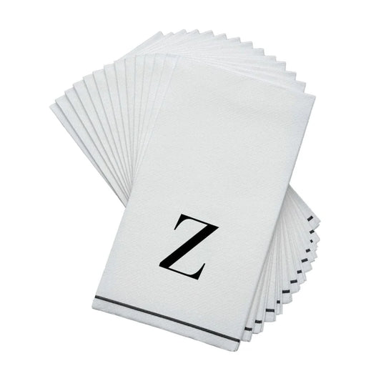 Black Letter Z initial Dinner/ Guest Napkins 14 Ct