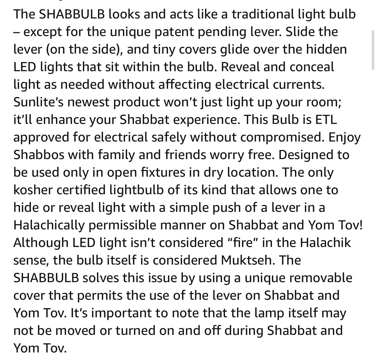 Shabulb Shabbat Bulb for Sabbath