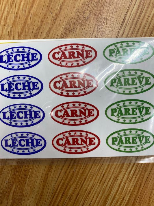 Kosher Labels - Meat/ Dairy/ Pareve